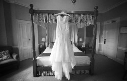 Wedding dress in the bridal suite at Eastbury Manor Kent